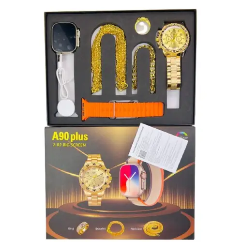A90 Plus Smart Watch With Analog Watch And Accessories