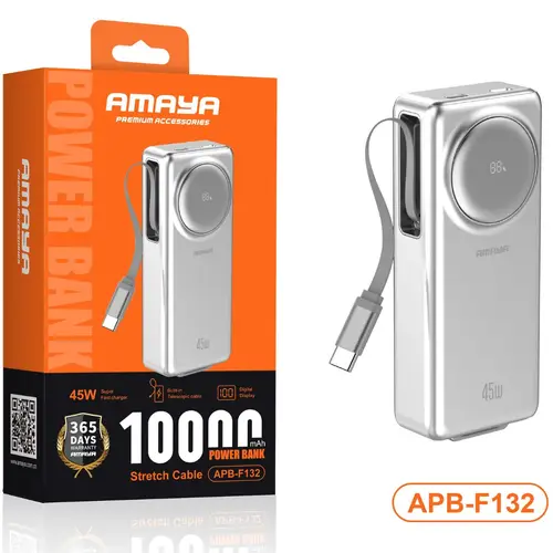 Amaya Apb F132 45w 10000mah Power Bank With Built In Telescopic Cable