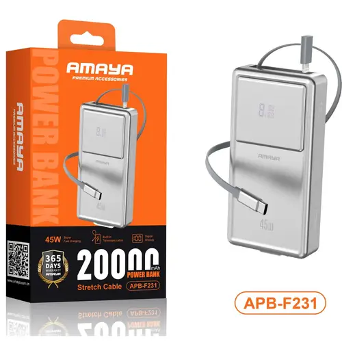 Amaya Apb F231 45w 20000mah Power Bank With Built In Telescopic Stretch Cable