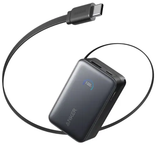Anker Nano 10000mah 45w Power Bank With Built In Retractable Usb C Cable