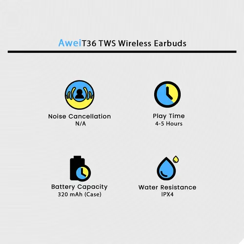 Awei T36 Tws Wireless Earbuds image 3