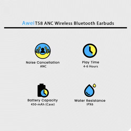 Awei T58 Anc Wireless Bluetooth Earbuds image 3