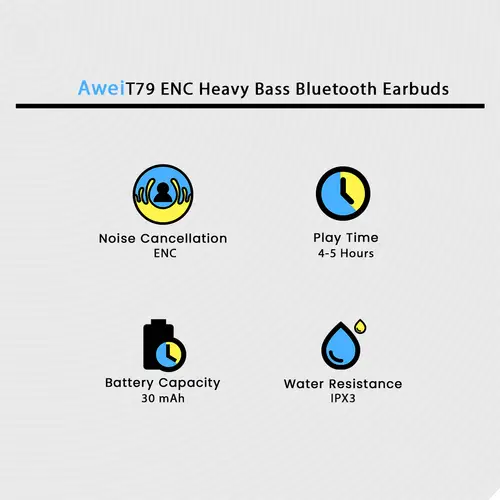 Awei T79 Enc Heavy Bass Bluetooth Earbuds image 3
