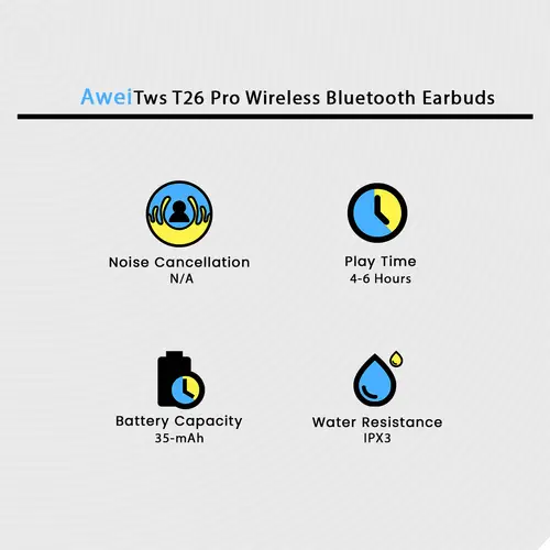 Awei Tws T26 Pro Wireless Bluetooth Earbuds image 3