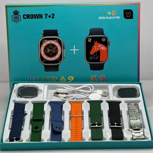 Crown Smart Watch With 7 Straps 2 Watches S9 Ultra 2 Wireless Charger