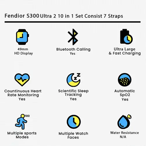 Fendior S300 Ultra 2 7 Straps Smart Watch image 3