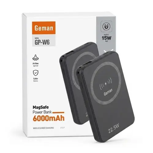 Geman Gp W6 Magsafe Power Bank 6000mah Wireless Fast Charging