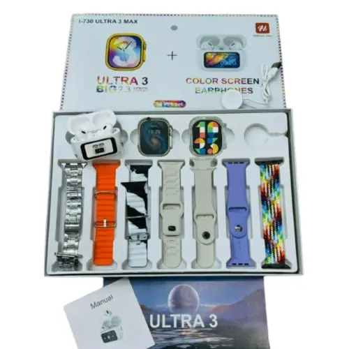 I 730 Ultra 3 Max Smartwatch 10in1 With Lcd Earbuds