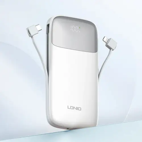 Ldnio 20000mah Power Bank With Built In Type C And Lightning Cables Pq20