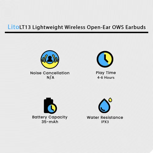 Lito Lt13 Lightweight Wireless Open Ear Ows Earbuds image 3