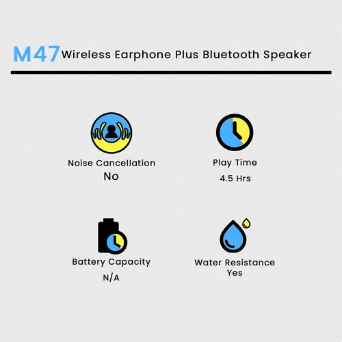 M47 Wireless Earphone Plus Bluetooth Speaker image 3