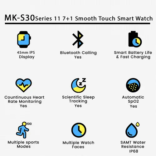 Mk S30 Series 11 7 1 Smooth Touch Smart Watch image 3