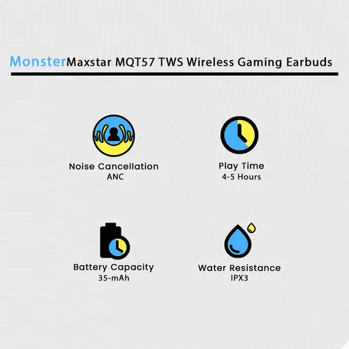 Monster Maxstar Mqt57 Tws Wireless Gaming Earbuds image 3