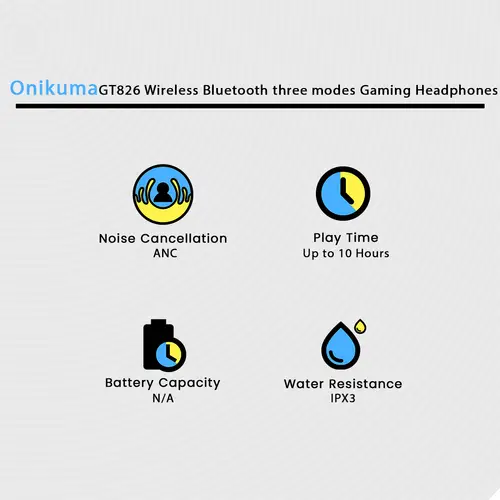 Onikuma Gt826 Wireless Bluetooth Three Modes Gaming Headphones image 3