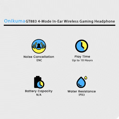 Onikuma Gt883 4 Mode In Ear Wireless Gaming Headphone image 3