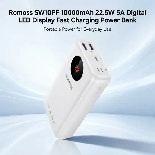 Romoss Sw10pf 10000mah 22 5w 5a Digital Led Display Fast Charging Power Bank