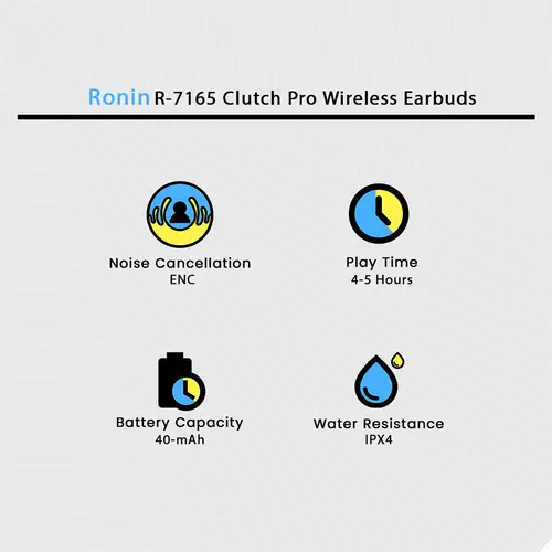 Ronin R 7165 Clutch Pro Wireless Earbuds image 3