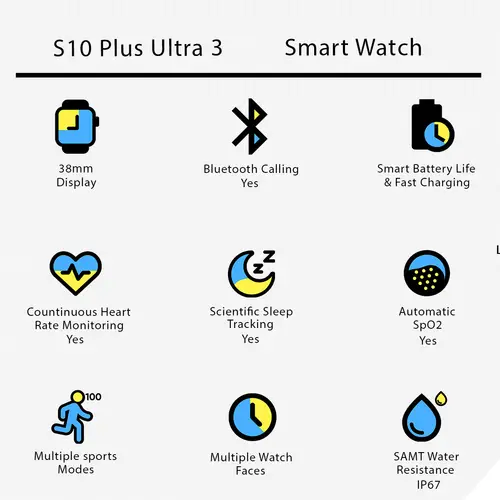 S10 Plus Ultra 3 2 In 1 Double Straps Smart Watch image 3