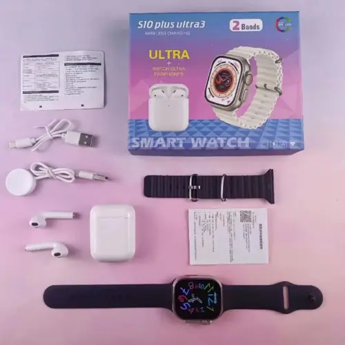 S10 Plus Ultra 3 2 In 1 Double Straps Smart Watch image 5