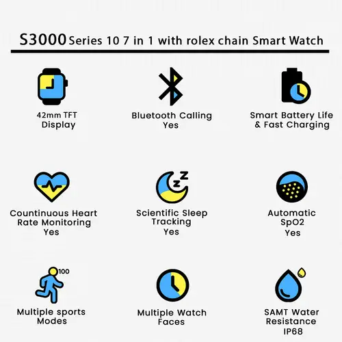 S3000 Series 10 7 In 1 With Rolex Chain Smart Watch image 3