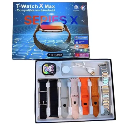 T Watch X Max Series 10 Smart Watch With 7 Straps