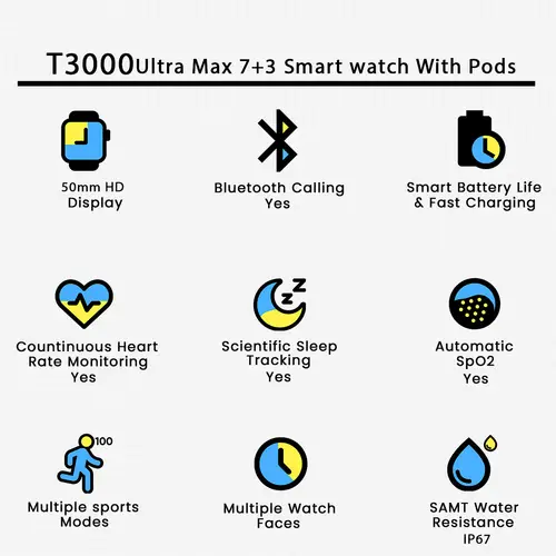 T3000 Ultra Max 7 3 Smart Watch With Pods image 3