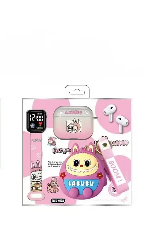 Tws K63a Earbuds Smart Led Band And Labubu Key Chain Gift Set