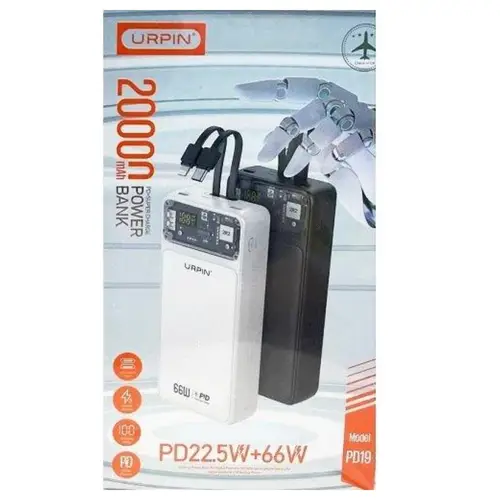 Urpin Pd 19 2 Charging Cables 22 5w 66w Power Bank 20000mah